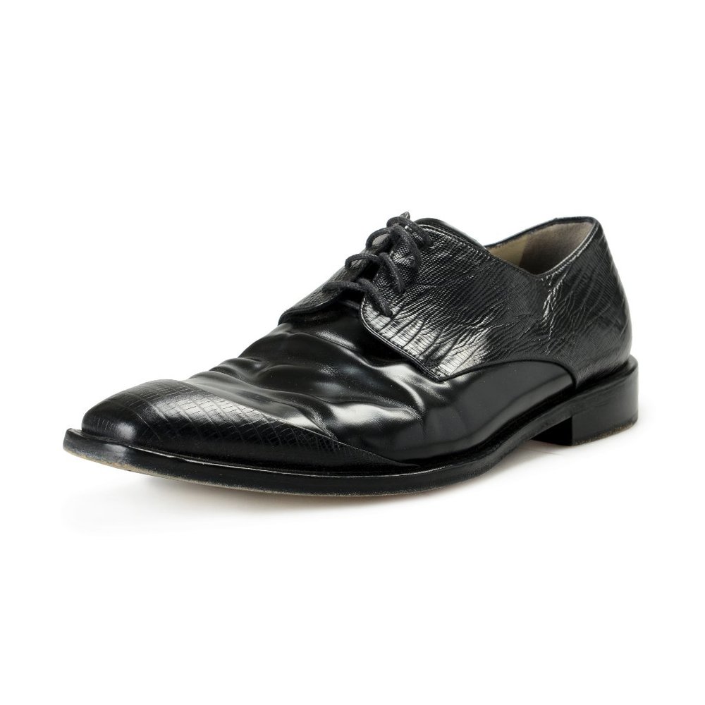 Pal Zileri  Black Textured Leather Oxfords Dress Shoes US 9 IT 42